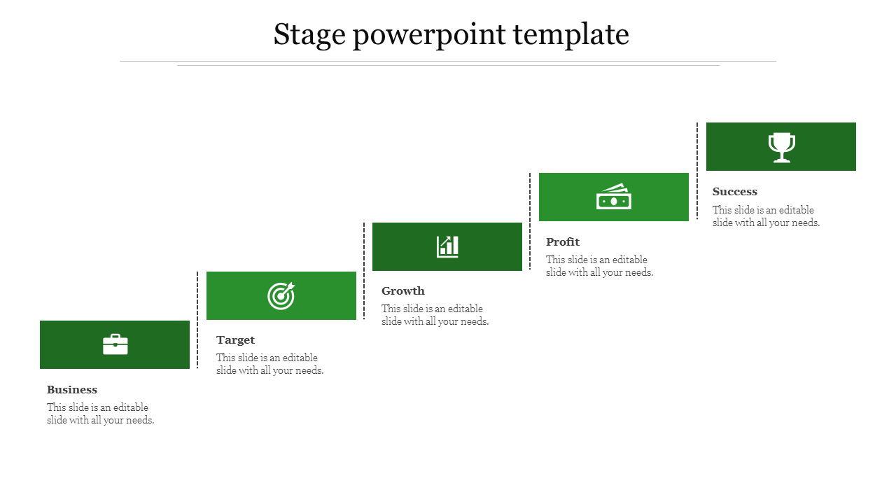 stage powerpoint template-5-green